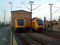 Schon ein �lteres Bild, jetzt erst wieder gefunden. Leipzig Hbf. vor Schuppen 7 stehen die TVT 711 103-2 und der 711 117-2 am 11.04.2011
