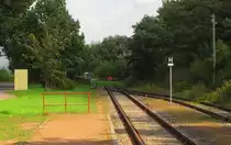 Das heutige Ende der KBS 257 im Bf W�rlitz. Fr�her konnte man weiter bis Gohrau-Rehsen fahren; 14.09.2011