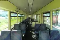 Innenansicht eines Triebwagen der Stra�enbahn Karlsruhe. Aufgenommen am 20.09.2011 in Oberreut Badeniaplatz.