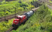 DB 261 018-6 mit einer �bergabe Richtung Merseburg, im  Leipziger Loch  in Gro�korbetha; 26.08.2011
