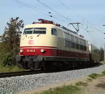 103 184-8 mit TEE von Ostseebad Binz nach Koblenz bei der Umfahrung in H�he Rostock Hbf.28.09.2011 