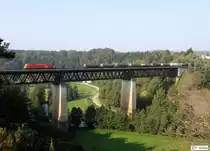 �BB 1116 195-7 mit G�terzug Richtung Regensburg, KBS 880 N�rnberg - Regensburg - Passau, fotografiert auf der Laaberbr�cke bei Beratzhausen am 28.09.2011