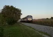 Ein ehemaliger Seeh�sle-Triebwagen f�hrt am 28.09.2011 seinem letzten Fahrziel Endingen entgegen. 