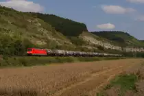 185 382-9 mit einem Kesselwagenzug in Karlstadt am Main am 17.08.2011