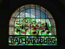 Sch�nes Bleiglasmotiv in der Bahnhofshalle von Bad Harzburg.
Foto aufgenommen im Sept-2004