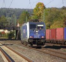 EU43-004 der PKP Cargo durchf�hrt am 3. Oktober 2011 als Tfzf den Bahnhof Kronach in Richtung Lichtenfels.