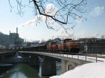 AL 41, ex 201 828 und AL 44, ex 110 891 der Augsburger Lokalbahn in Schongau (14.03.2006)