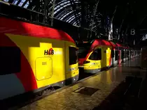 Zwei ET 429 der HLB die dann in Gie�en geteilt werden am 03.10.11 in Frankfurt am Main Hbf 