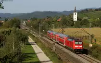 RE 26512 (Basel Bad Bf-Offenburg) mit Schublok 146 238-1 bei Denzlingen 25.9.11