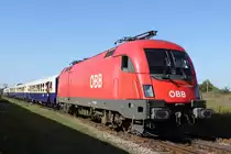 1116 001 brachte einen Sonderzug aus Ungarn zum Herbstfest im Heizhaus Strasshof, da das Gel�nde ohne Fahrleitung ausgestattet ist schob die 17c 372 den Sz aufs Gel�nde; am 02.10.2011