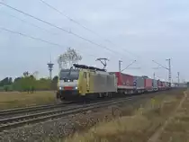 ES 64 F4 -096 von TX Logistik zieht einen Containerzug am 05.10.2011 durch Wiesental
