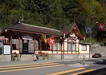 Der Bahnhof (Talstation) der Brienzer Rothorn Bahn, am 30.09.2011 in Brienz. Hier war am folgenden Tag das BB-Treffen.