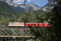 Ge 4/4 II 622 verl�sst am 2.9.11 Reichenau-Tamins Richtung Disentis.