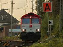 Die Class66 PB12 von Crossrail f�hrt am 23.09.2011 durch eine Langsamfahrstelle in Aachen West.