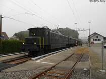 Am 17.10.2011 hatten die Verantwortlichen des DVZO Wettergl�ck. Es herrschte sch�nsten Sonnenschein. Als am Abend der Star des diesj�hrigen Saisonabschluss, der ''Gigant'', und ebenfalls Schnauzenlok, die Ae 8/14 11801 mit dem C4, dem Leichtstahlwagen Prototyp sich auf den Heimweg �ber Winterthur - Kloten - Seebach - Melligen - Freiamt und Rotkreuz nach Erstfeld machte, musste aufgrund eines drohenden Heissl�ufers im nebligen Kollbrunn angehalten werden.