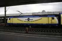 Neue Metronom Werbelok die1 146 532-7 in Hannover HBF am 10.08.2011.