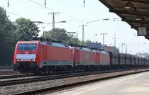 Drei 189er ersetzten mittlerweile wohl zwei 151er? Naja okay, die dritte ist nur eine Wagenlok. 189 053-2, 189 081-3 und 189 030-0 vor einem Erzzug. Aufgenommen am 17.08.2011 in K�ln West.