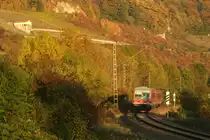 CFL 628 505 f�hrt als RE 5221 von Luxemburg gen Trier.
Zwischen Igel und Wasserbilligerbr�ck, an der L�wener M�hle, der 22.10.11.