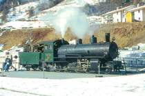 RhB - G 4/5 108 am 09.02.1997 in Scuol - Dampflok - Baujahr 1906 - SLM 1710 - in Betriebnahme 07.06.1906 - Gewicht 68,00t - 590 KW - L�P 13,97m - zul�ssige Geschwindigkeit 45/30 km/h Tender voraus - �=17.06.1991.
