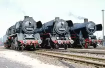 44 0296-2 zwischen 50 3625-6 und 52 6373 anl��lich einer Sternfahrt in Karow, Mai 1981 - das hat man liebevoll arrangiert und die Eisenbahnfans waren gern bereit die Loks f�r eine Fotosession freizuhalten (nicht nur weil die Trapo immer dabei war).