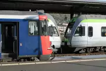 Hier Kopfvergleich zwischen zwei L�tschbergern und einem EW I Steuerwagen.