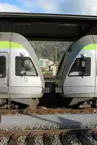 Hier die Nahaufnahme der Kupplung zweier L�tschberger am 26.10. in Brig.