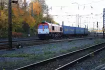 Die Class 66 DE6314  Hanna  von Crossrail f�hrt mit einem Bulkhaul-Ganzzug von Aachen-West nach Zeebrugge-Ramskapelle(B).
29.10.2011