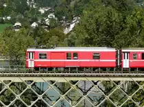 RhB - Gep�ckwagenm DS 4219 auf der Rheinbr�cke bei Reichenau am 26.09.2011