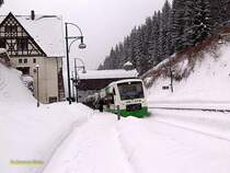Hier nochmals ein RegioShuttle der S�d-Th�ringen-Bahn im Bahnhof Oberhof.