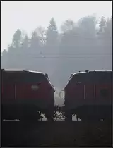 Im Doppelpack - 

Mit zwei 218er Dieselloks ist hier ein Intercity-Zug bei Lonsee auf der Schwäbischen Alb unterwegs. 

17.11.2011 (M)