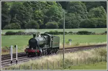 In Carrog wird der Zug umfahren und die Lok f�hrt Tendervoraus zur�ck nach Langollen. (16.08.2011)