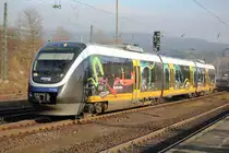 NordWestBahn Talent VT712 mit Werbung f�r den Haller Wilhelm als Eggebahn RB 84 von Holzenden nach Paderborn am Mittwoch Nachmittag des 16/11/11 durch Altenbeken.