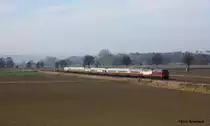 218 387 mit 218 105 und 103 184 am Zugschluss am 20.11.2011 bei Derneburg.