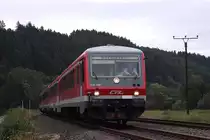 Der luxemburger 928/628 506 ist am 14.09.2010 gekuppelt mit dem deutschen 628/928 490, als RB12844, unterwegs vor M�rlenbach. 