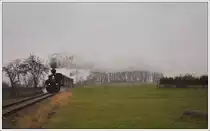 310 093 (ex kkStB 97.194) mit ihrem Dampfsonderzug von Ceske Budejovice nach Nova Pec am 19.11.2011 vor Cerny Dub aufgenommen.