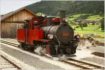 Heeresfeldbahnlokomotive HF 160 D (�BB 699.01) beim St�rzen in Mauterndorf.Sie wurde 1944 von Soci�t� Franco-Belge gebaut. 
23.7.2011 
