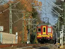 Der Belgische Triebzug 268 (AM65) auf dem Weg nach L�ttich ereicht am 29.11.2011 die Kuppe der S�drampe von Aachen Hbf zum Buschtunnel.