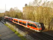 Nur noch 4 Tagen dann wird dieser Talent 643 042 auf der RB 51 Linie fahren. Auf der RB64 Seite ist das 1 Klasse Abteil ohne Bedeutung nur weil die anderen Fahrzeuge in Kassel sind, werden zur Zeit auch Fahrzeug im Umlauf geschickt die sp�ter f�r die Westm�nsterlandbahn umgebaut wurden. 06.12.2011