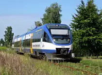 Ostseeland Verkehr GmbH VT 0002 nach Ueckerm�nde Stadthafen am 09.07.11 in Torgelow 
