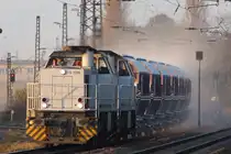Die TXL Mietloks  Tilly  und  Beci  staubten am 18.11.11 mit einem leeren Kalkzug nach W�lfrath durch Duisburg-Bissingheim.
Gru� an den Tf!