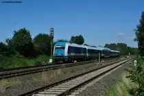 223 070 mit dem ALX 84115 von Hof Hbf nach M�nchen Hbf bei Sch�nfeld kurz vor der Einfahrt in Wiesau (Oberpf), 20.08.2011