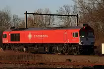 Die Class 66 DE6312  Alix  von Crossrail steht abgestellt in Montzen-Gare.
10.12.2011
