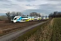 Die neue Westbahn startet am Sonntag, den 11.12.2011 ihren Betrieb auf der Strecke zwischen Wien und Salzburg, oder das Wettrennen  Westbahn vs. �BB PV beginnt. Die Aufnahme entstand zuf�llig am 09.12.2011 bei der Testfahrt f�r die Medienvertreter Richtung Salzburg kurz nach Neulengbach.