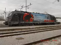 Ziemlich lange mu�te ich warten, bis ich dieses Fahrzeug endlich zu Gesicht bekam. Am 9.12.2011 fuhr die Sonderlok  MAMMUT  der Slowenischen Eisenbahnen mit einem G�terzug durch den Bahnhof der Hauptstadt Laibach. Meine Bef�rchtung, sie k�nnte ohne Aufenthalt Richtung Osten weiterfahren, erwies sich zum Gl�ck als unbegr�ndet, denn nachdem sie ihren Zug an zwei bereits wartende Fahrzeuge der Baureihe 541 abgetreten hatte, wurde sie vom Lokf�hrer in idealer Fotografierposition abgestellt. Lediglich das Wetter h�tte besser sein k�nnen.