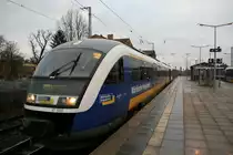 VT 560 der M�rkischen Regiobahn am letzten  Tag am 10.12.2011 auf der Strecke J�terbog Berlin Wannsee im Einsatz hier im Bahnhof von Michendorf