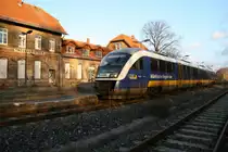 Von J�terbog eingefahrener VT 564 der M�rkischen Regiobahn nach Berlin Wannsee mit einem Zwischenstopp in Treuenbrietzen am 10.12.2011