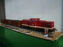 Viele Modelleisenbahner haben die F�higkeiten ihre Modelle selber zubauen,auch dieser Modellbahnfreund baute sein Gartenbahnmodell selber.Zu sehen war das Modell,am 29.Oktober 2011,im Berliner Postbahnhof.