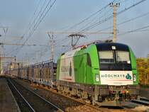 1216 954 fährt mit einem leeren Autoganzzug durch Wien Haidestraße Ri Wien Zvbf