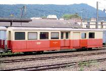 WB - BD 11 am 08.09.1990 in Waldenburg - Personenwagen mit Gep�ckabteil - Basel/WB - Baujahr 1891 - 10,50t - Sitzpl�tze 2.Klasse 23 - L�P 14,20m - zul�ssige Geschwindigkeit 55 km/h - �=01.03.1983. Hinweis: 12/1992 an Mariazeller Bahn
