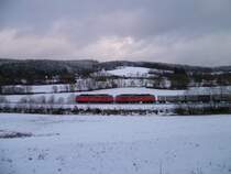 Umleiter im Vogtland am 30.12.11. Mit 232 XXX und 232 XXX in Rebersreuth Richtung Plauen.

